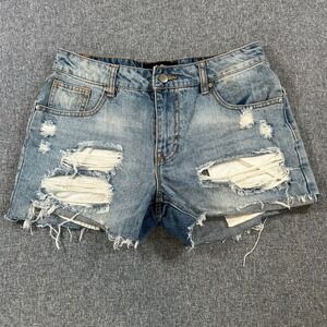 Dotti Denim Distressed Jean Shorts Womens 8 Light Wash Ripped Cotton Raw Hem Y2K
